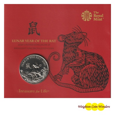 2020 BU £5 Coin Pack - Lunar Year of the Rat - Click Image to Close